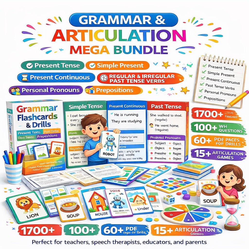 Speech Therapy Mega Bundle for Kids – Flashcards, Games & Worksheets
