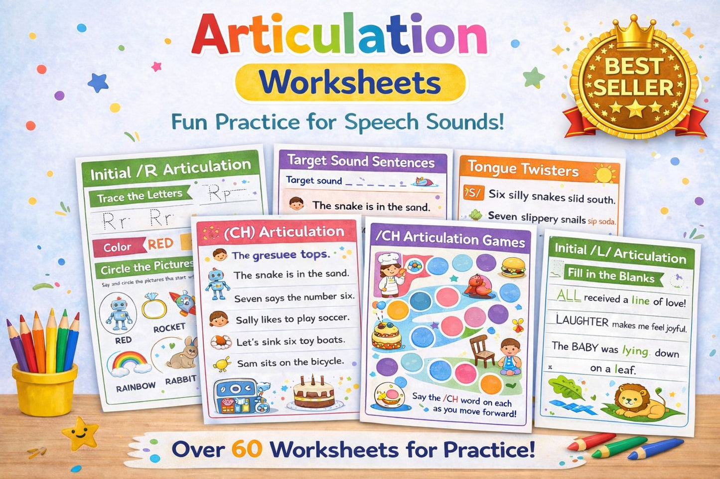 Speech Therapy Mega Bundle for Kids – Flashcards, Games & Worksheets